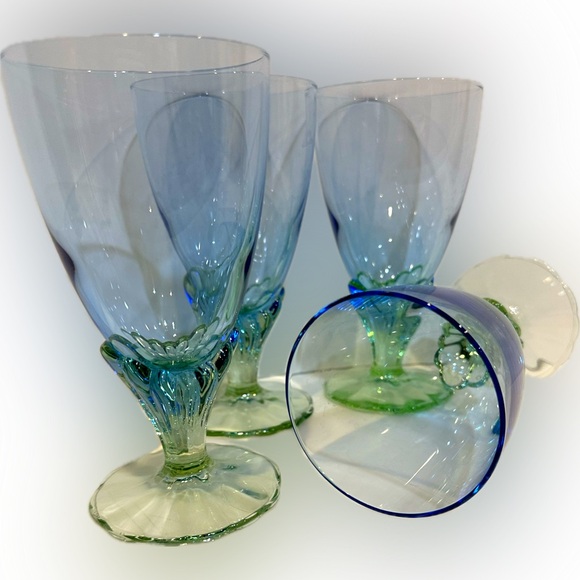 VTG BORMIOLI ROCCO BAHIA FOOTED GOBLET ITALY SET OF 4 5 5/8” JUICE WATER WINE DC - Picture 2 of 10